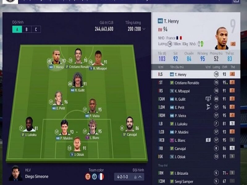 Hướng dẫn chơi FIFA Online 4 Android đơn giản, hiệu quả 10 Chọn cầu thủ phù hợp cho từng chiến thuật, từng tình huống